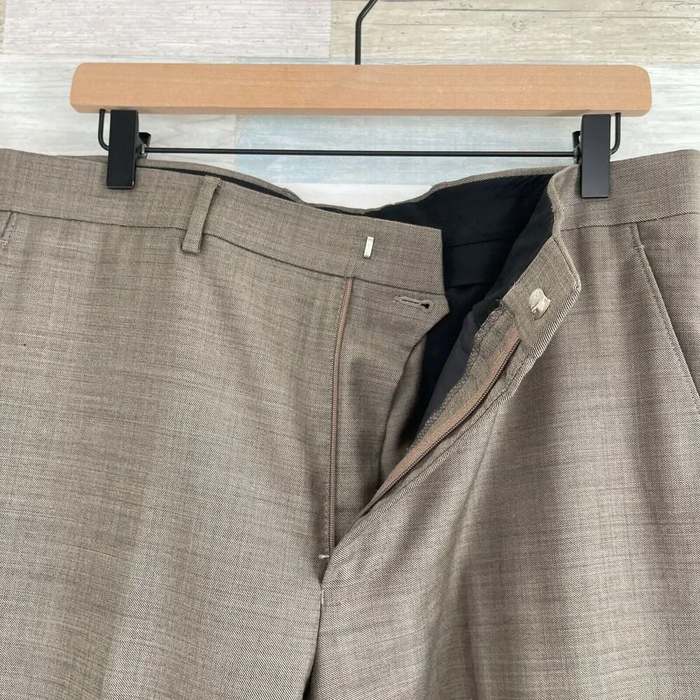 Jos A Bank Travelers Wool Metropolitan Suit Taupe Brown Slim Fit Mens 41R 36x30